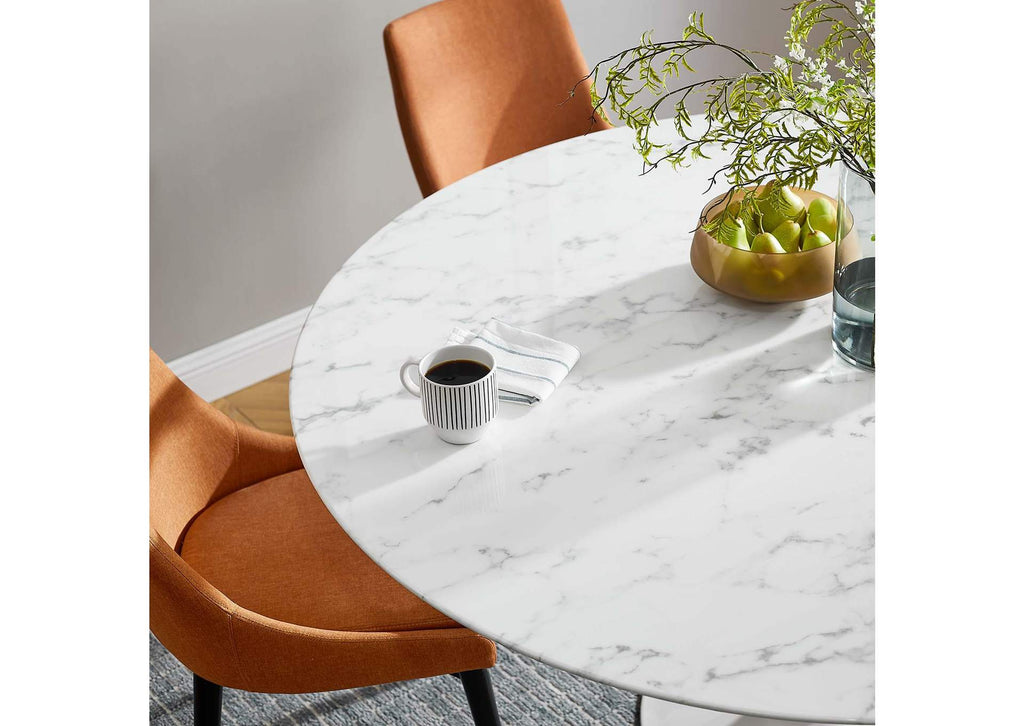 EEI-1133-WHI Lippa 60" Round Faux Marble Dining Table By Modway