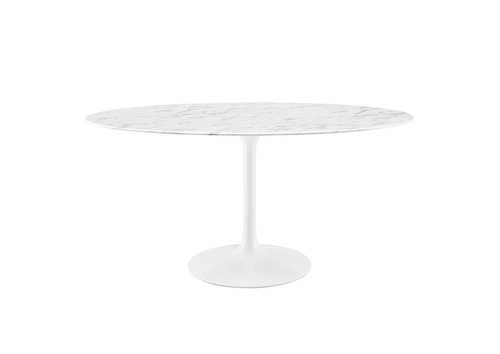 EEI-1135-WHI Lippa 60" Oval Faux Marble Dining Table By Modway