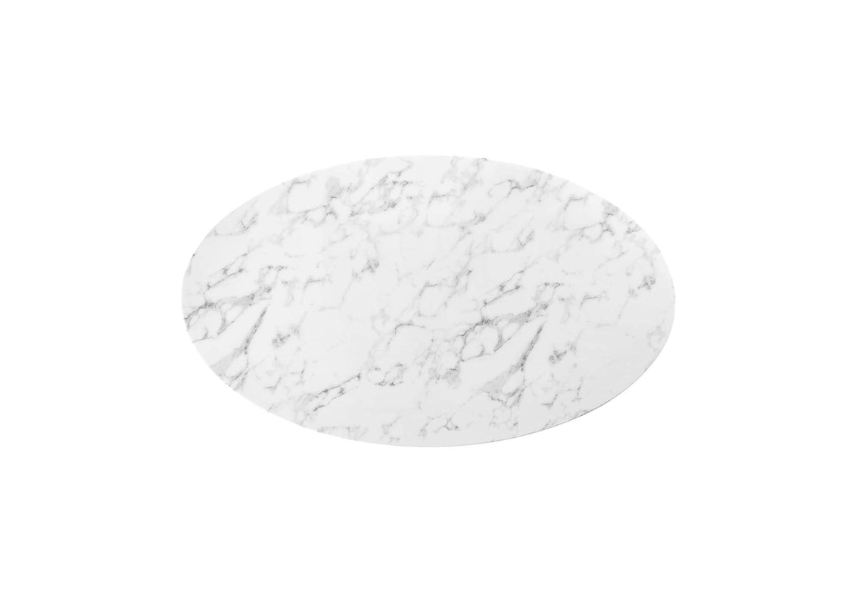 EEI-1135-WHI Lippa 60" Oval Faux Marble Dining Table By Modway