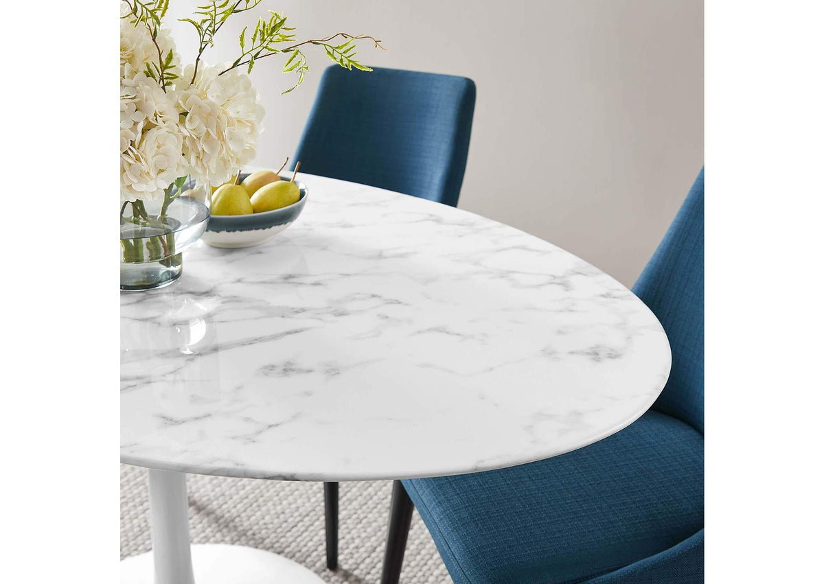EEI-1135-WHI Lippa 60" Oval Faux Marble Dining Table By Modway
