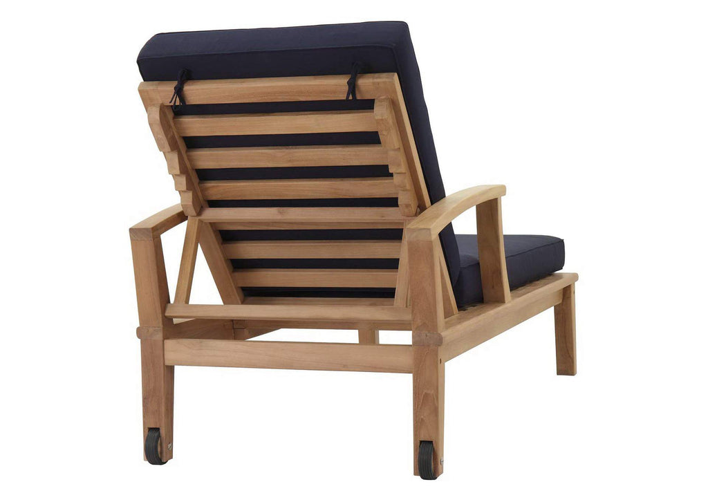 EEI-1151-NAT-NAV-SET Marina Outdoor Patio Teak Single Chaise By Modway