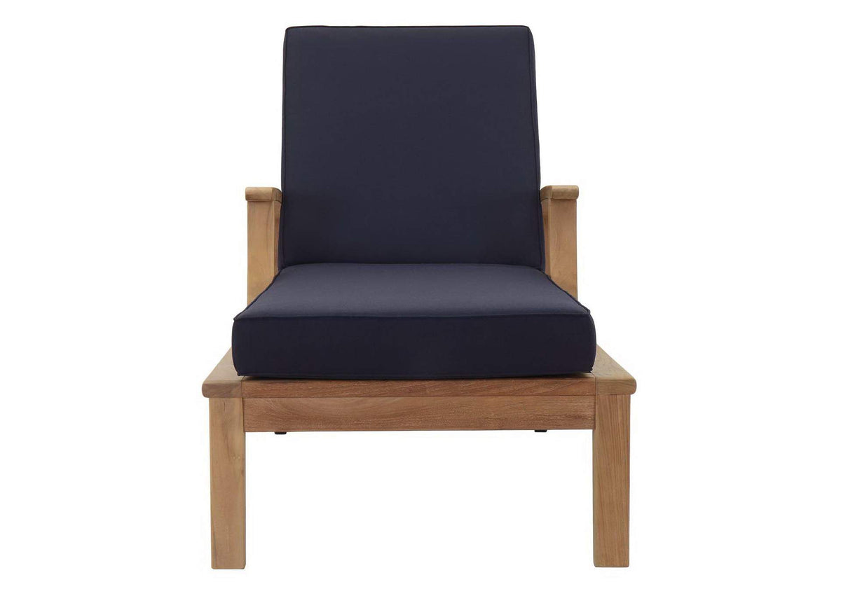 EEI-1151-NAT-NAV-SET Marina Outdoor Patio Teak Single Chaise By Modway