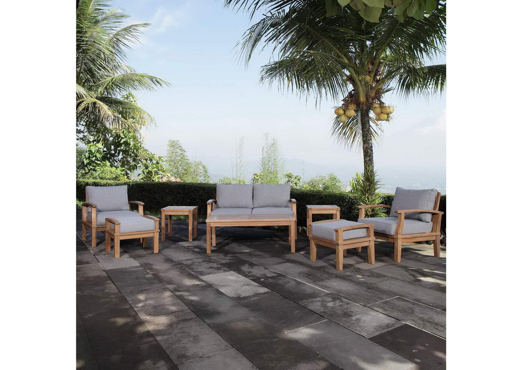 EEI-1471-NAT-GRY-SET Marina 8 Piece Outdoor Patio Teak Set By Modway