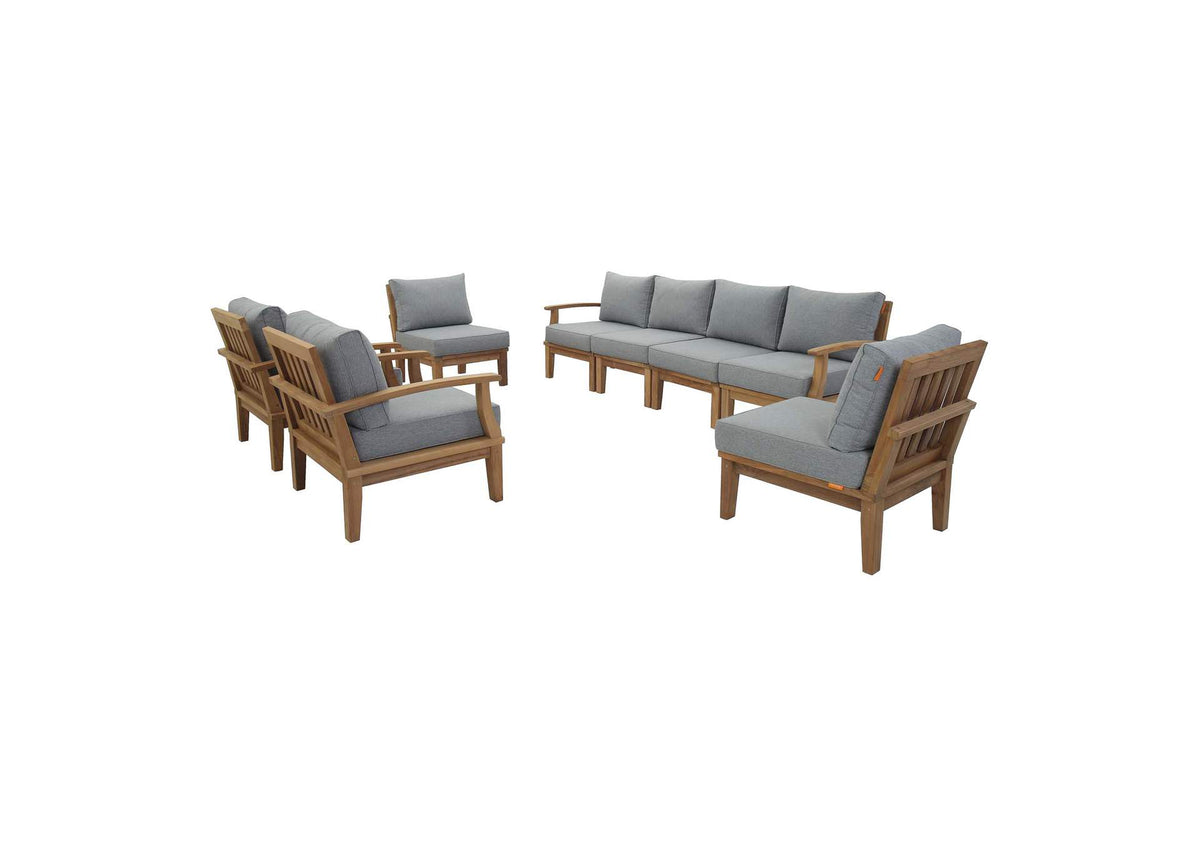 EEI-1817-NAT-GRY-SET Marina 8 Piece Outdoor Patio Teak Set By Modway