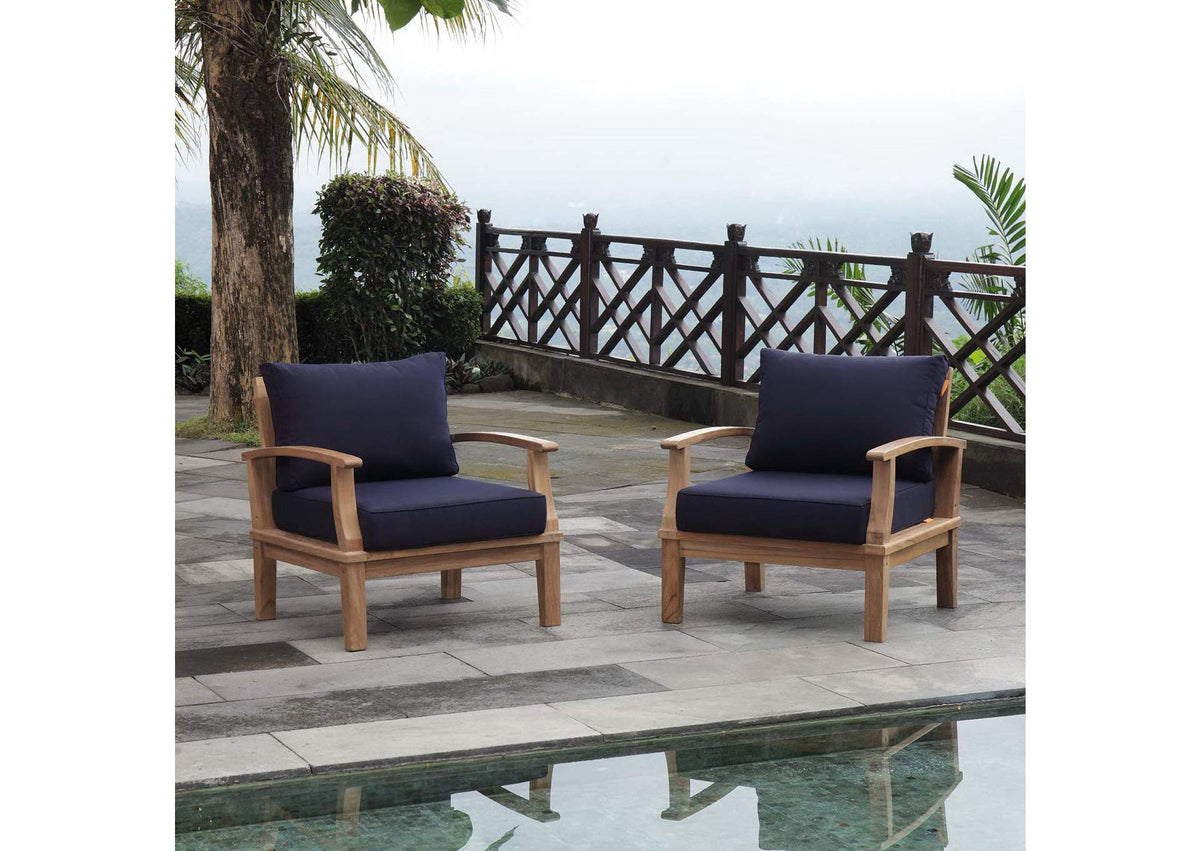 EEI-1819-NAT-NAV-SET Marina 2 Piece Outdoor Patio Teak Set By Modway