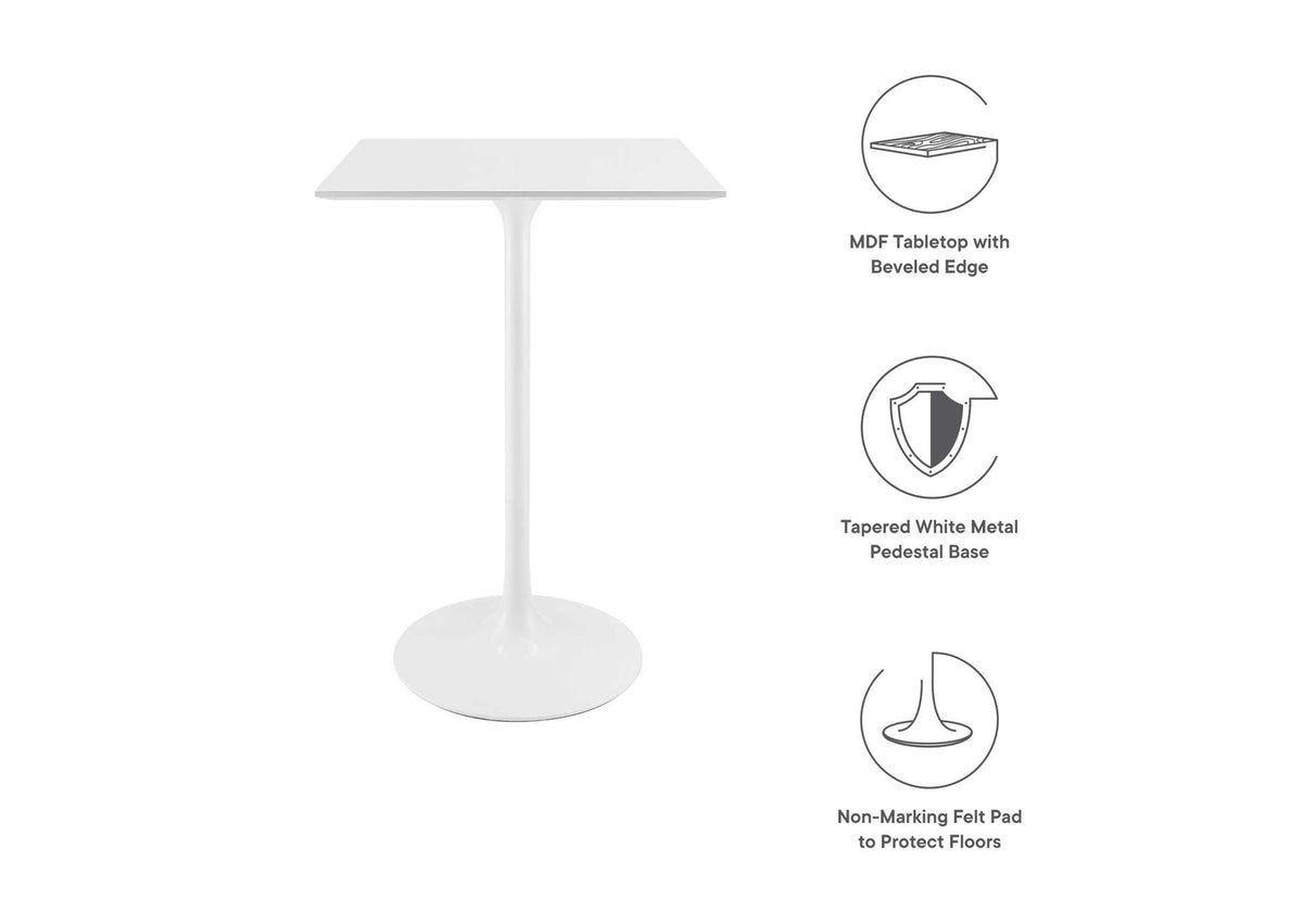 EEI-1826-WHI Lippa 28" Square Wood Bar Table By Modway