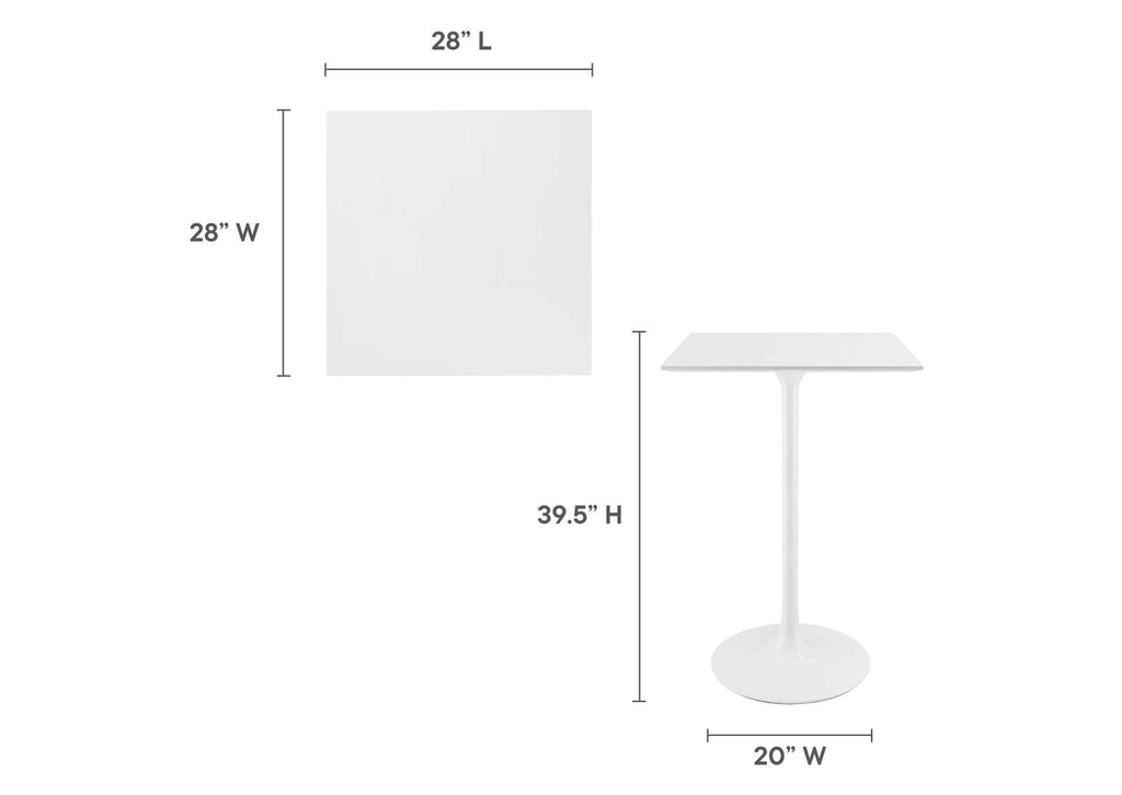 EEI-1826-WHI Lippa 28" Square Wood Bar Table By Modway