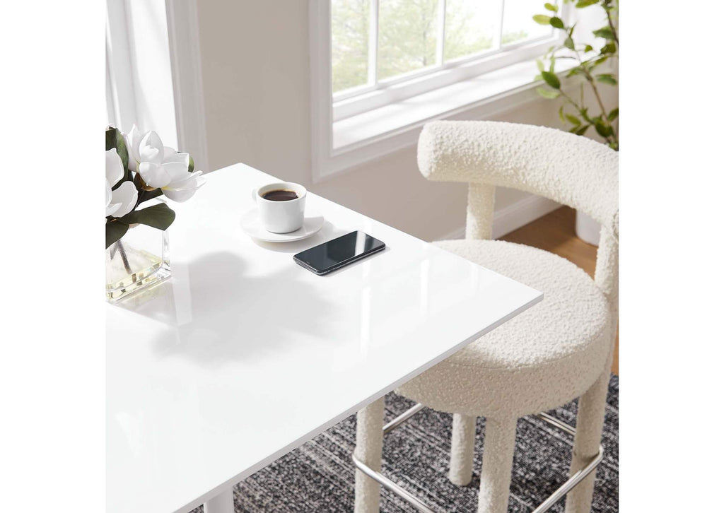 EEI-1826-WHI Lippa 28" Square Wood Bar Table By Modway