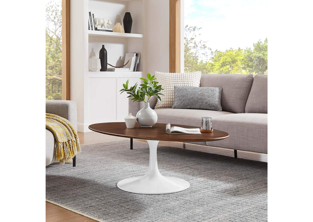 EEI-2020-WAL Lippa 48" Oval Wood Coffee Table By Modway
