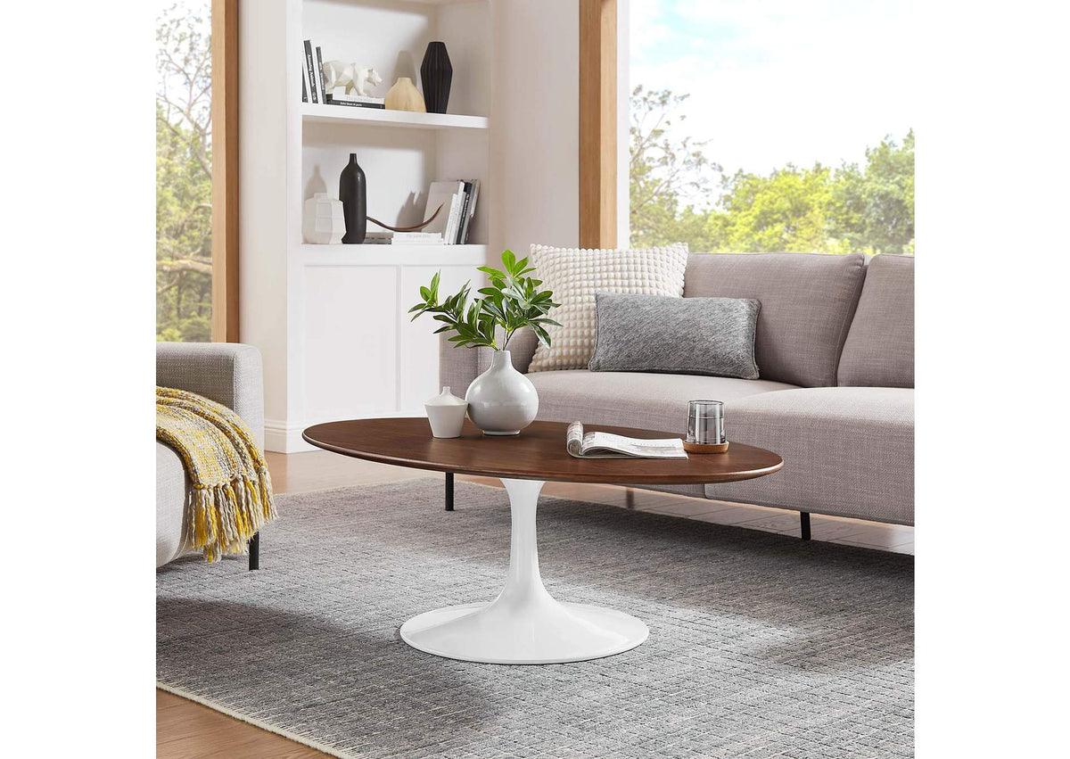 EEI-2020-WAL Lippa 48" Oval Wood Coffee Table By Modway