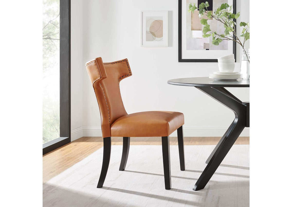 EEI-2220-TAN Curve Vegan Leather Dining Chair By Modway