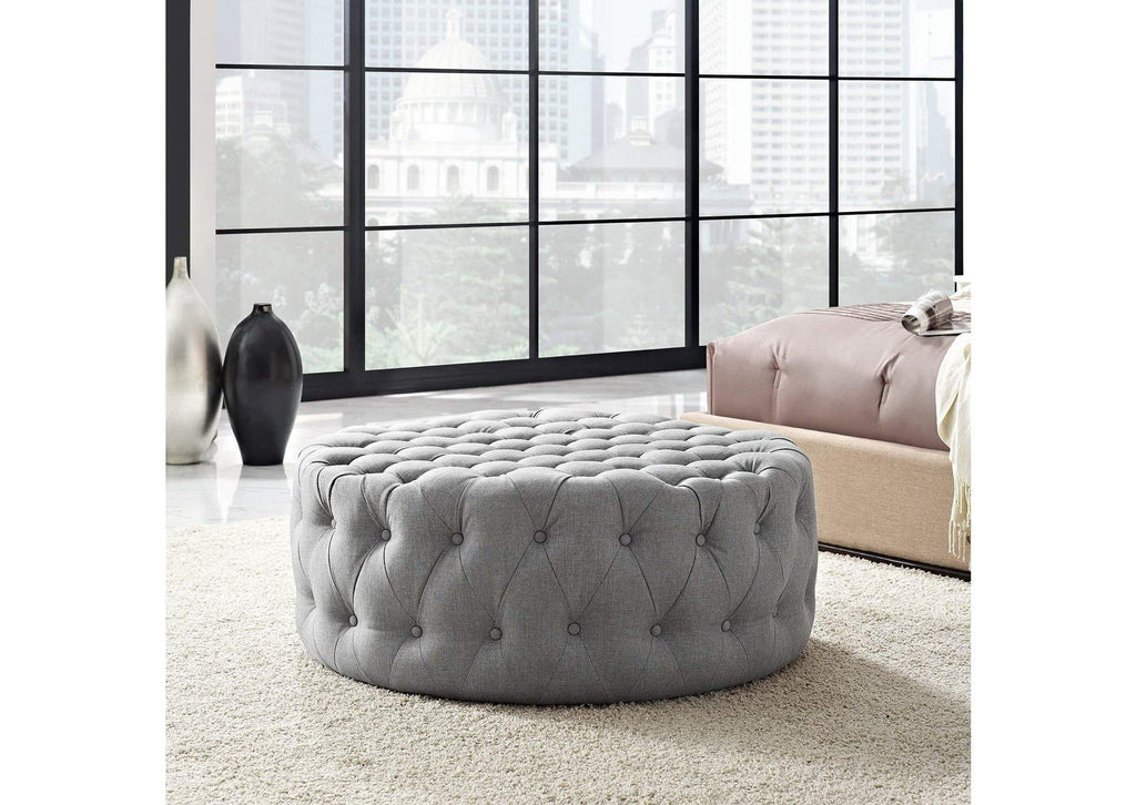 EEI-2225-LGR Amour Upholstered Fabric Ottoman By Modway