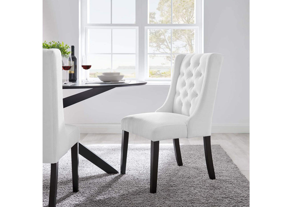 EEI-2235-WHI Baronet Button Tufted Fabric Dining Chair By Modway