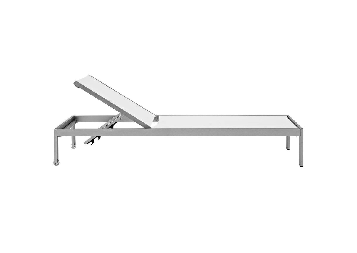 EEI-2249-SLV-WHI Shore Outdoor Patio Aluminum Mesh Chaise By Modway
