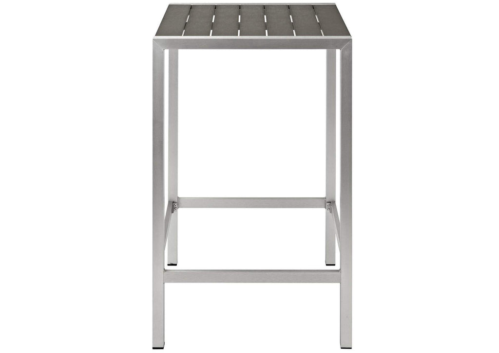 EEI-2256-SLV-GRY Shore Outdoor Patio Aluminum Bar Table By Modway