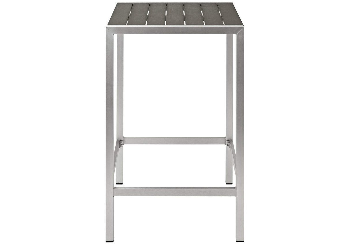 EEI-2256-SLV-GRY Shore Outdoor Patio Aluminum Bar Table By Modway