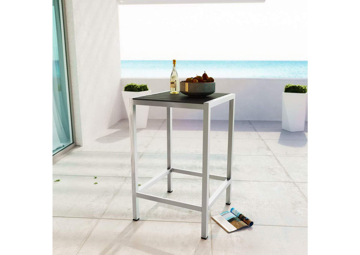 EEI-2256-SLV-GRY Shore Outdoor Patio Aluminum Bar Table By Modway