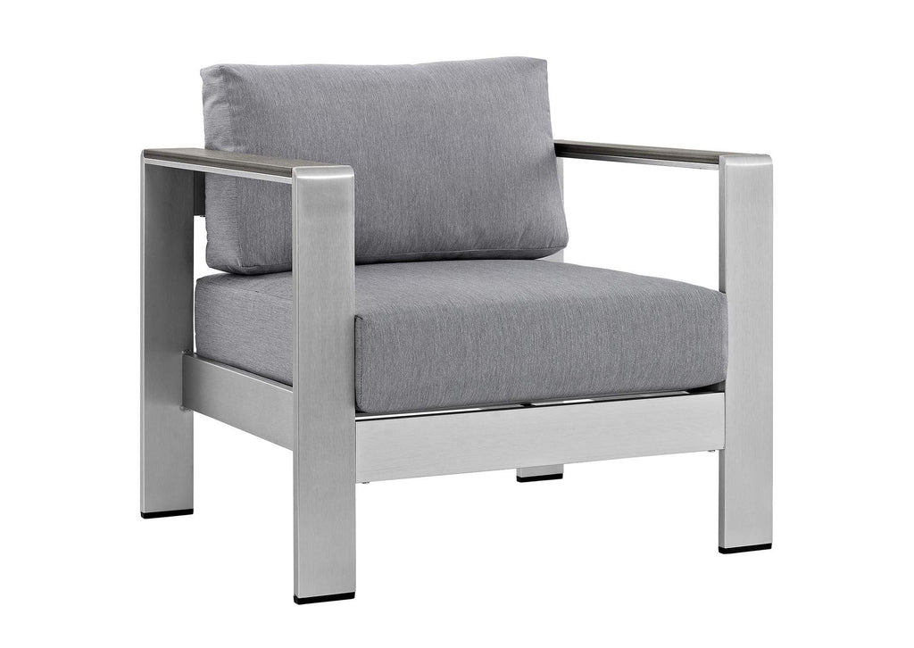 EEI-2266-SLV-GRY Shore Outdoor Patio Aluminum Armchair By Modway