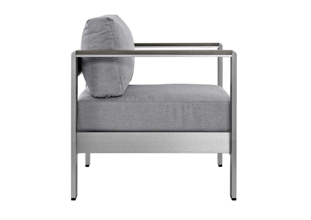 EEI-2266-SLV-GRY Shore Outdoor Patio Aluminum Armchair By Modway