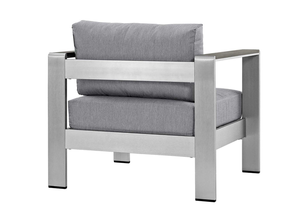 EEI-2266-SLV-GRY Shore Outdoor Patio Aluminum Armchair By Modway