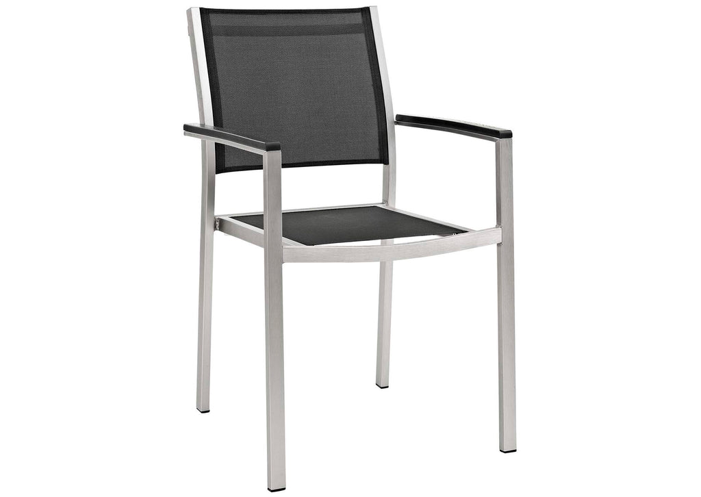 EEI-2272-SLV-BLK Shore Outdoor Patio Aluminum Dining Chair By Modway