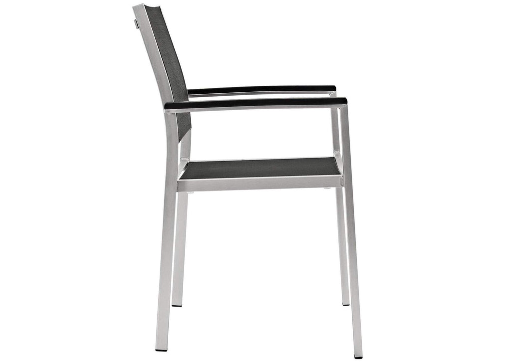 EEI-2272-SLV-BLK Shore Outdoor Patio Aluminum Dining Chair By Modway