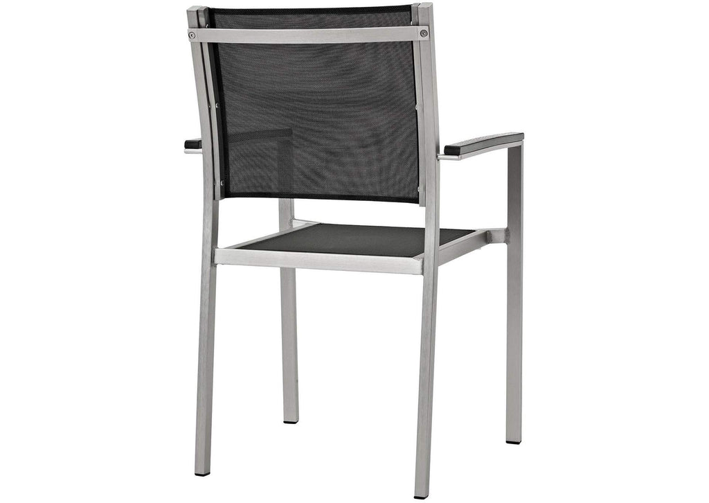 EEI-2272-SLV-BLK Shore Outdoor Patio Aluminum Dining Chair By Modway