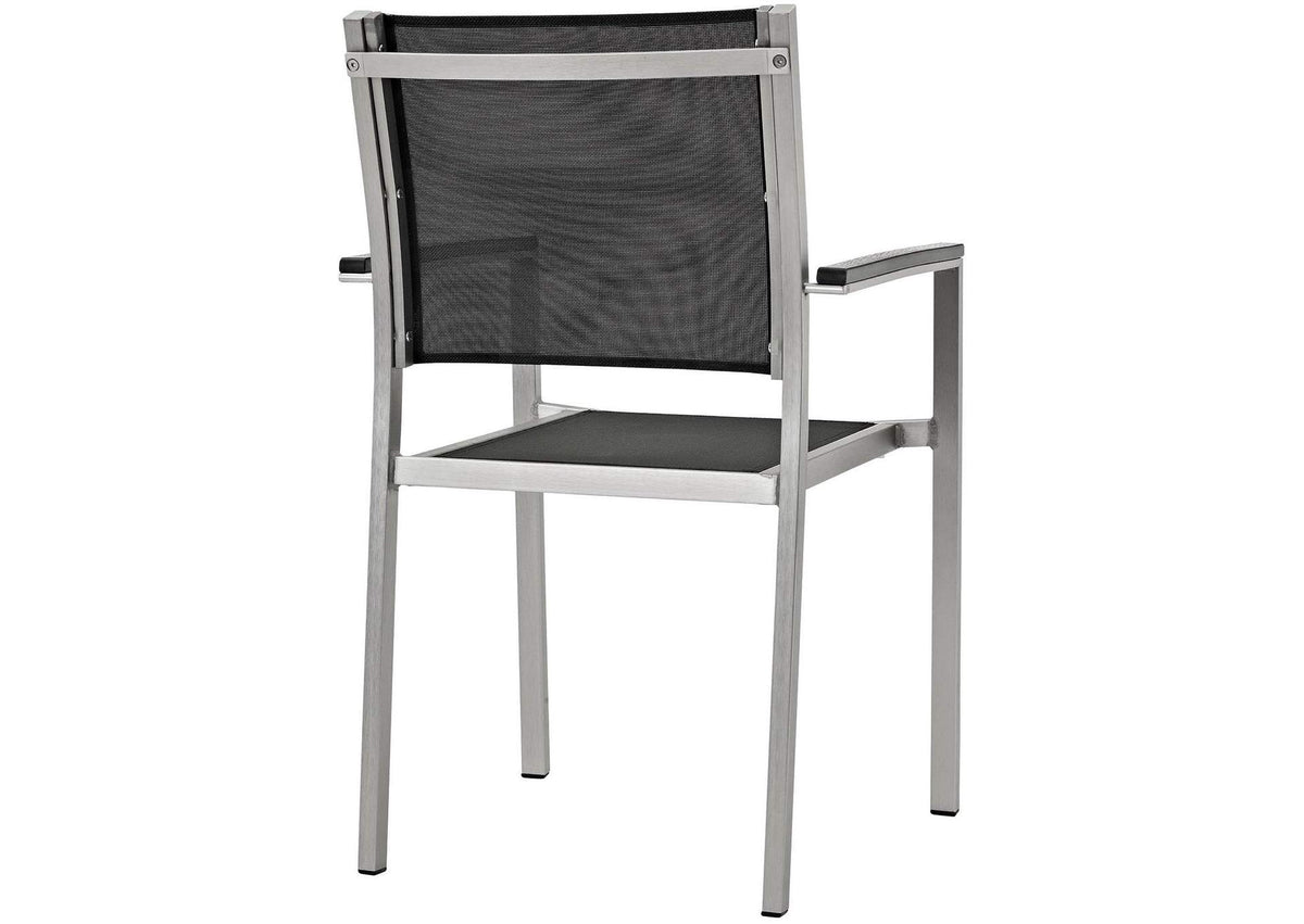 EEI-2272-SLV-BLK Shore Outdoor Patio Aluminum Dining Chair By Modway