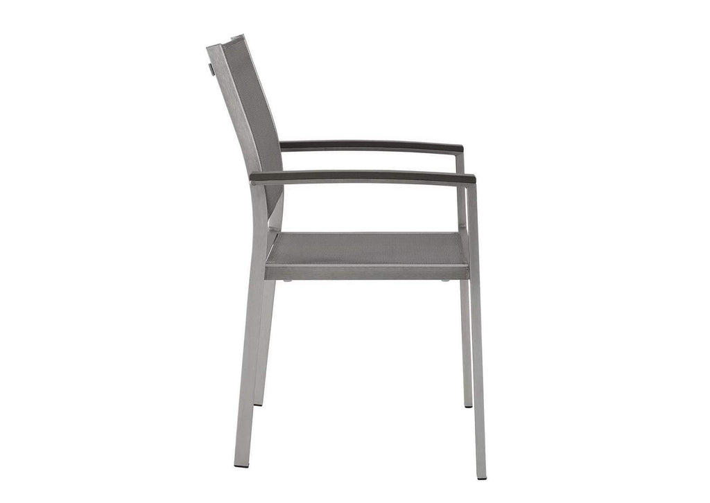EEI-2272-SLV-GRY Shore Outdoor Patio Aluminum Dining Chair By Modway