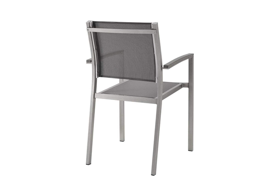 EEI-2272-SLV-GRY Shore Outdoor Patio Aluminum Dining Chair By Modway
