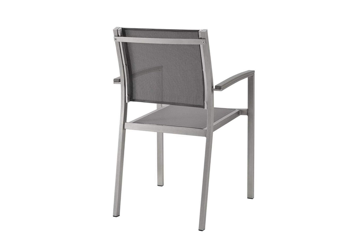 EEI-2272-SLV-GRY Shore Outdoor Patio Aluminum Dining Chair By Modway