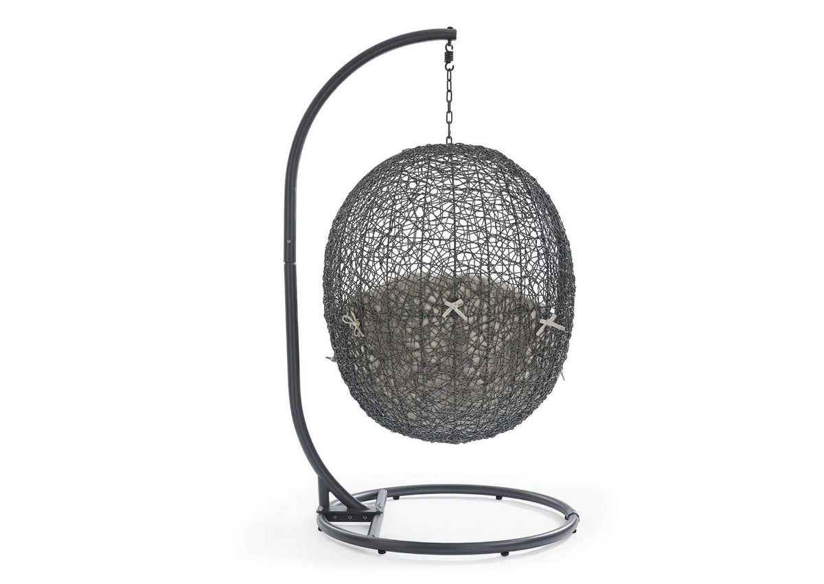 EEI-2273-GRY-BEI Hide Outdoor Patio Swing Chair With Stand By Modway