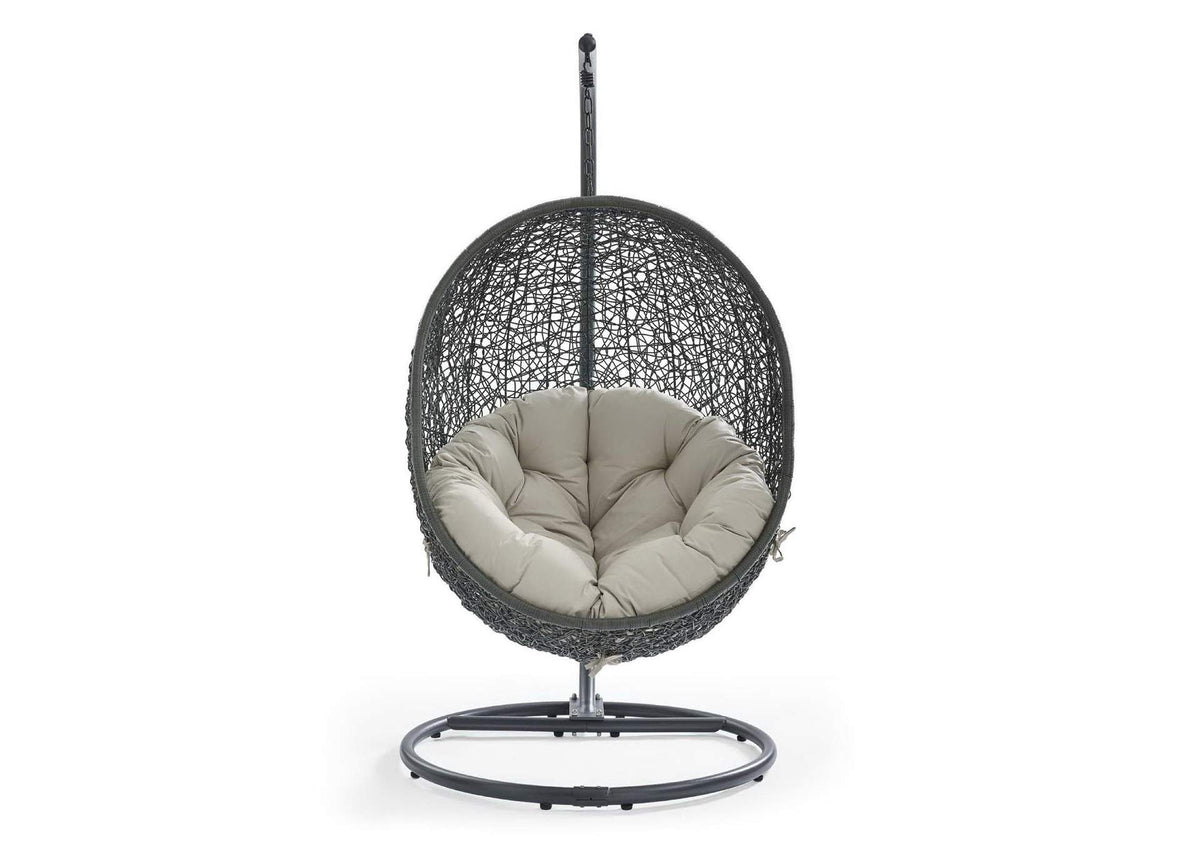 EEI-2273-GRY-BEI Hide Outdoor Patio Swing Chair With Stand By Modway