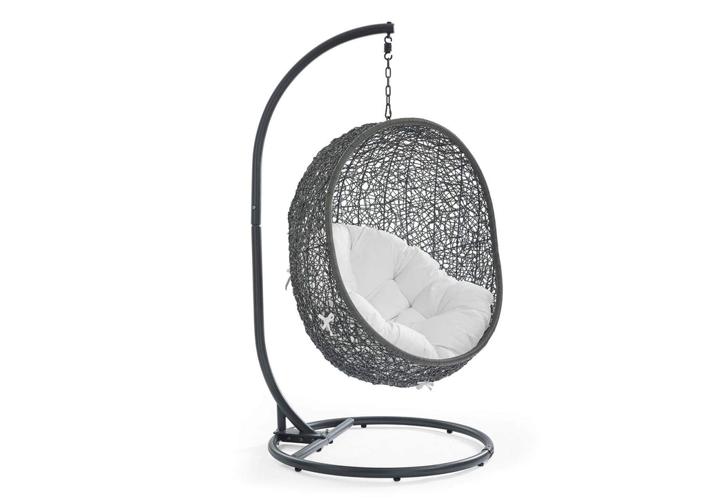 EEI-2273-GRY-WHI Hide Outdoor Patio Swing Chair With Stand By Modway