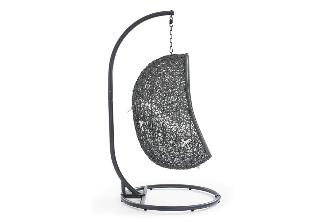 EEI-2273-GRY-WHI Hide Outdoor Patio Swing Chair With Stand By Modway