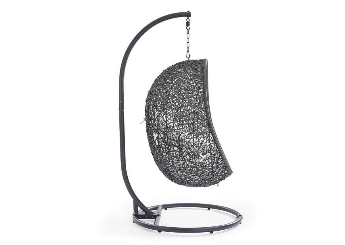 EEI-2273-GRY-WHI Hide Outdoor Patio Swing Chair With Stand By Modway