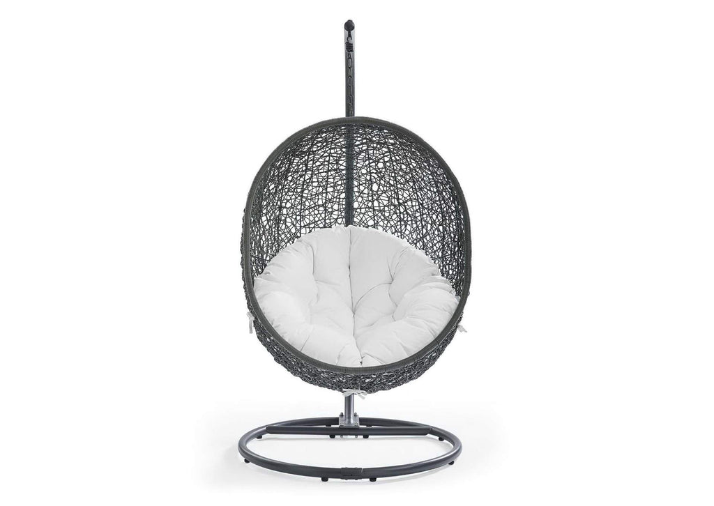 EEI-2273-GRY-WHI Hide Outdoor Patio Swing Chair With Stand By Modway