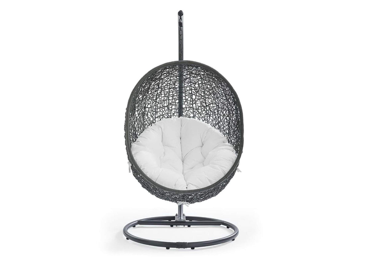 EEI-2273-GRY-WHI Hide Outdoor Patio Swing Chair With Stand By Modway