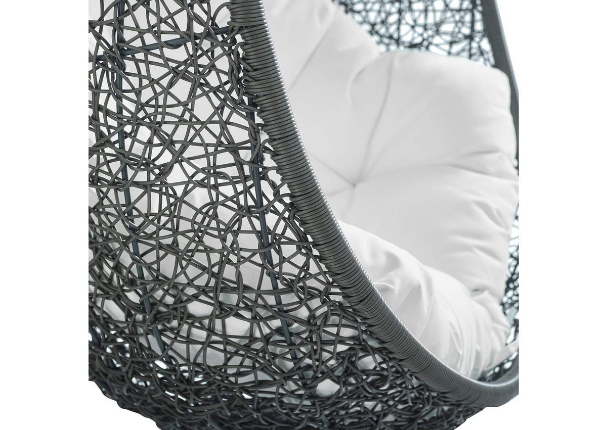 EEI-2273-GRY-WHI Hide Outdoor Patio Swing Chair With Stand By Modway