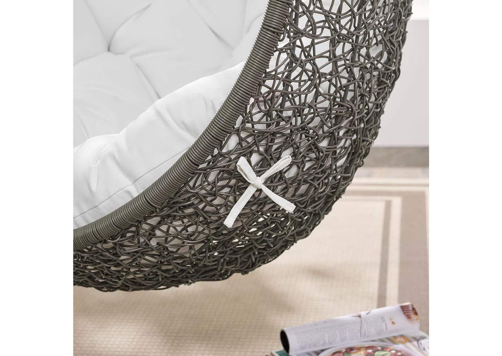EEI-2273-GRY-WHI Hide Outdoor Patio Swing Chair With Stand By Modway