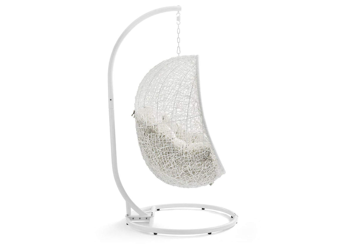 EEI-2273-WHI-BEI Hide Outdoor Patio Swing Chair With Stand By Modway
