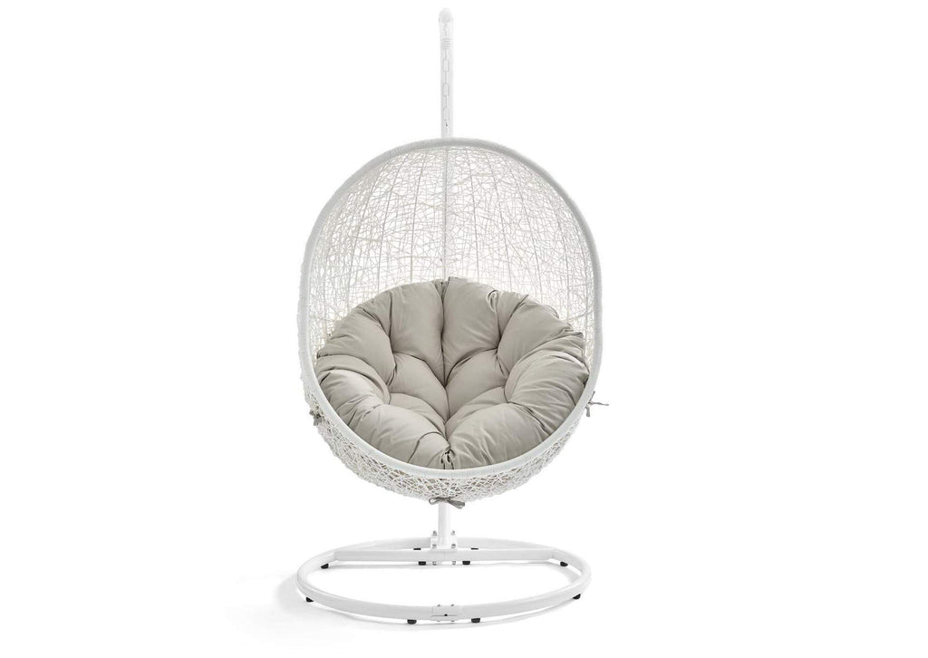 EEI-2273-WHI-BEI Hide Outdoor Patio Swing Chair With Stand By Modway