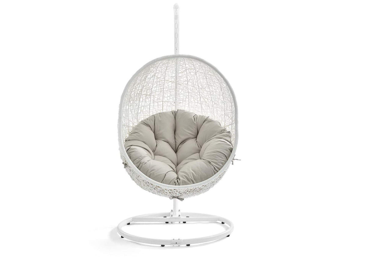 EEI-2273-WHI-BEI Hide Outdoor Patio Swing Chair With Stand By Modway
