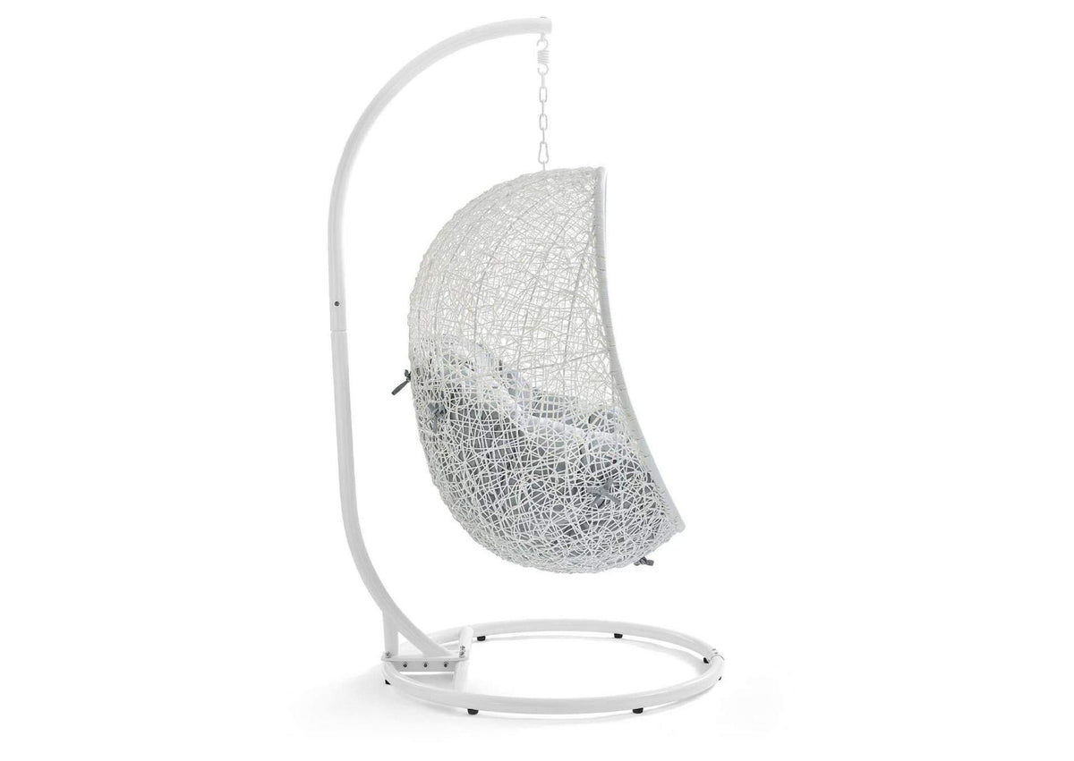 EEI-2273-WHI-GRY Hide Outdoor Patio Swing Chair With Stand By Modway