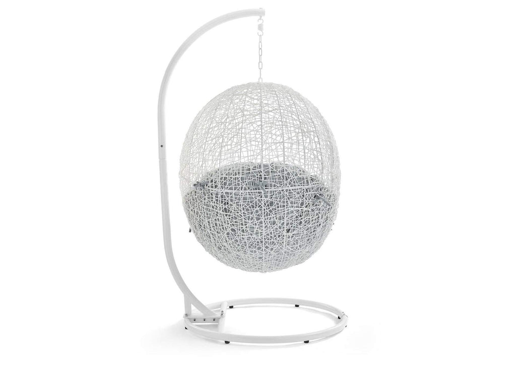 EEI-2273-WHI-GRY Hide Outdoor Patio Swing Chair With Stand By Modway