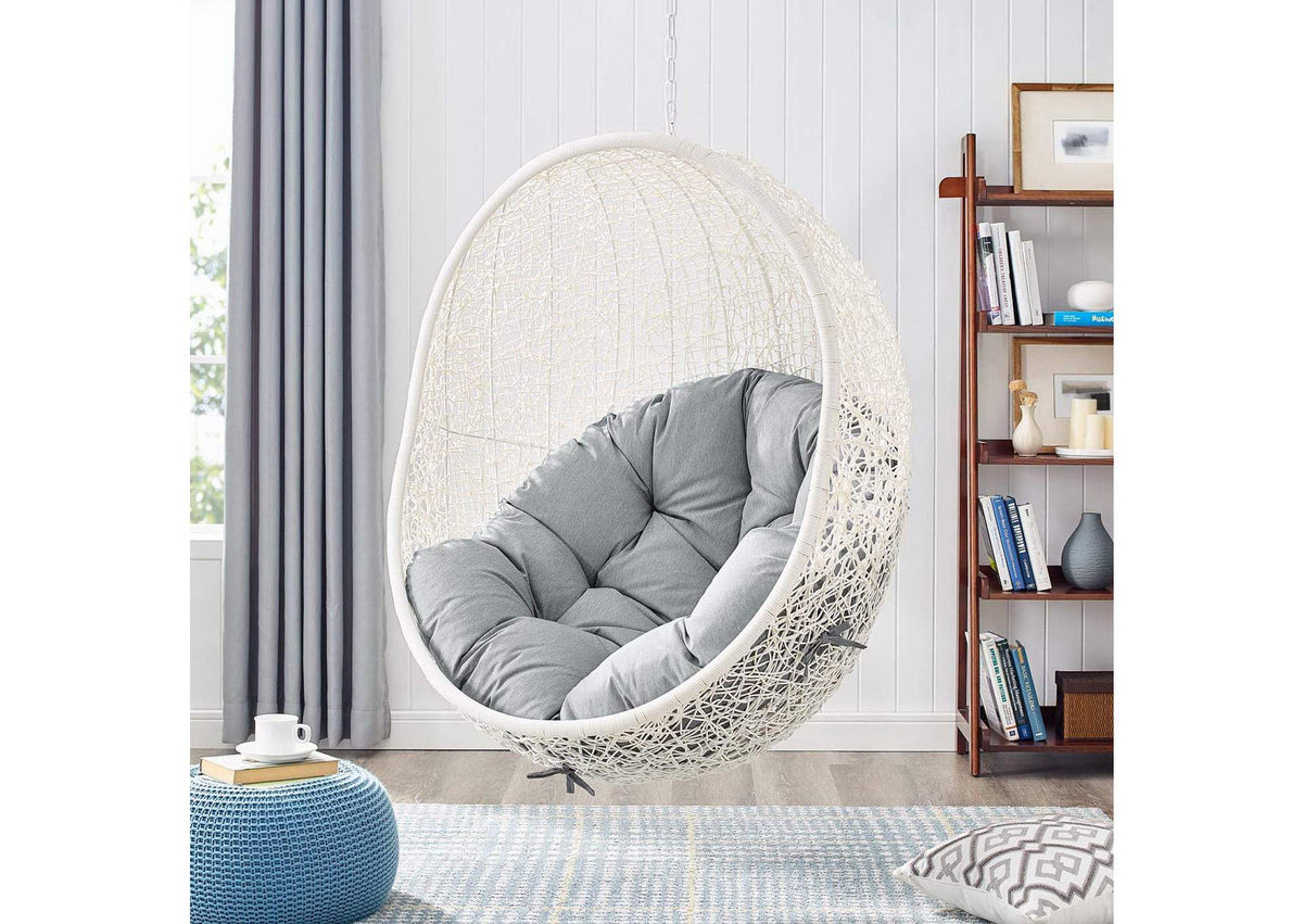 EEI-2273-WHI-GRY Hide Outdoor Patio Swing Chair With Stand By Modway