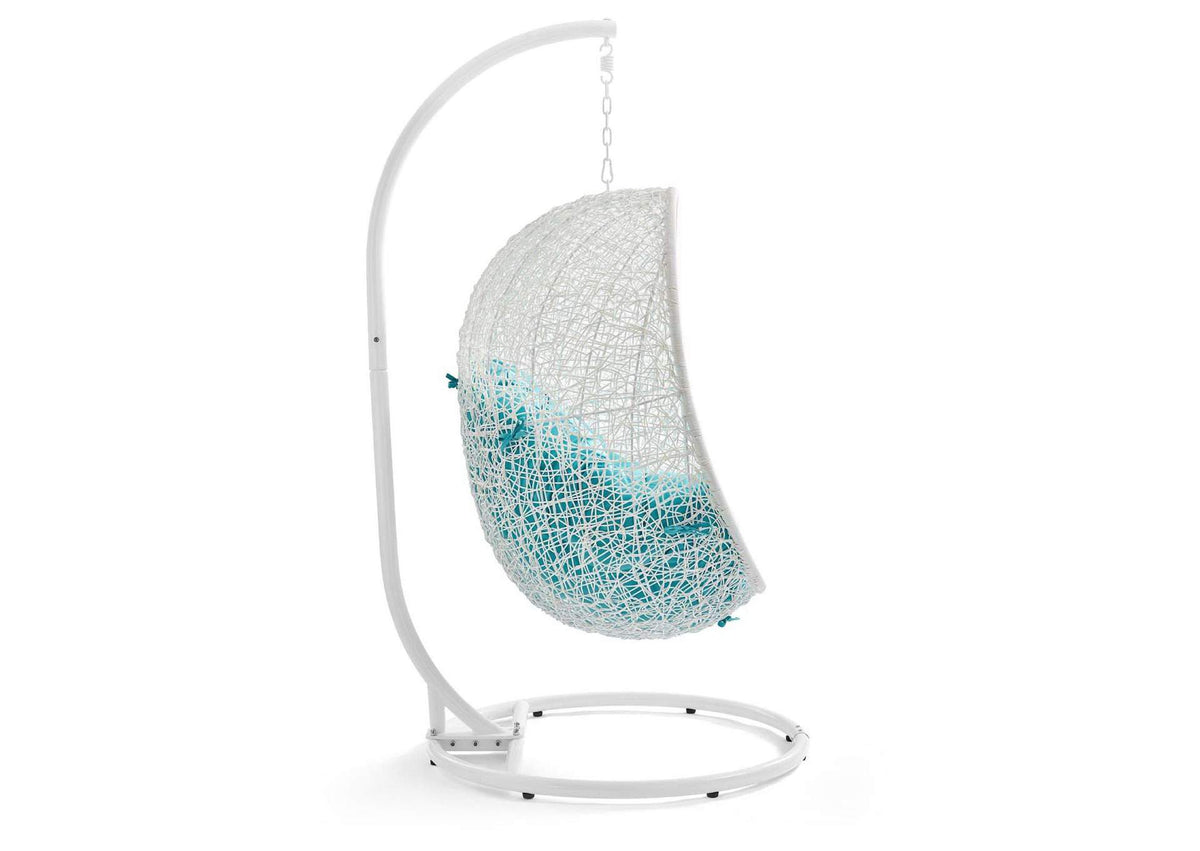 EEI-2273-WHI-TRQ Hide Outdoor Patio Swing Chair With Stand By Modway
