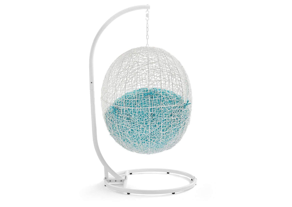 EEI-2273-WHI-TRQ Hide Outdoor Patio Swing Chair With Stand By Modway