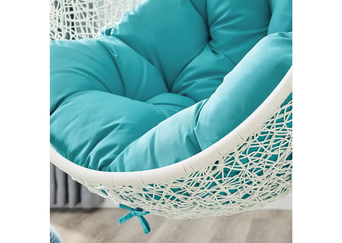 EEI-2273-WHI-TRQ Hide Outdoor Patio Swing Chair With Stand By Modway