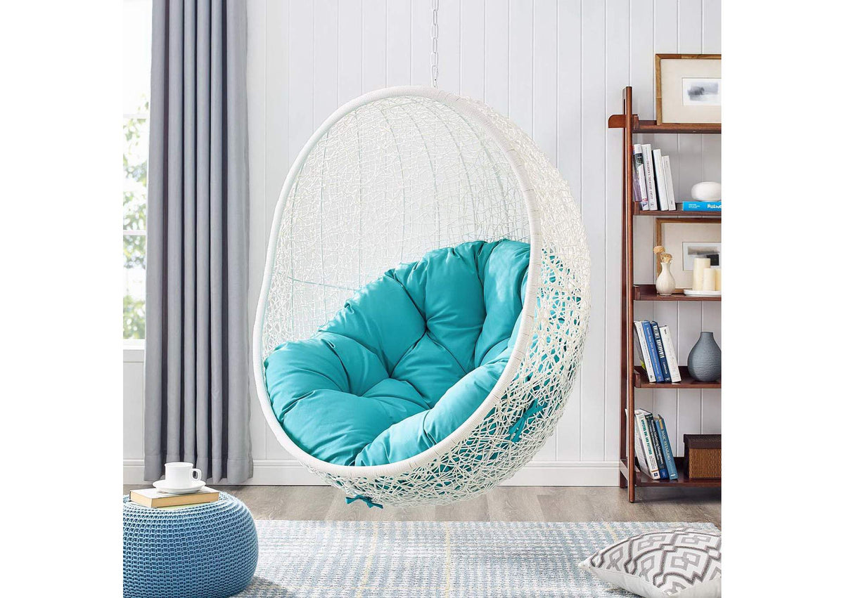 EEI-2273-WHI-TRQ Hide Outdoor Patio Swing Chair With Stand By Modway